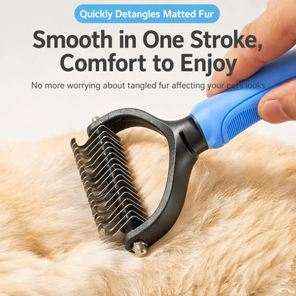 Double-Sided Multi-Tooth Pet Grooming Comb for Dogs and Cats - Painless Undercoat Hair Removal Tool