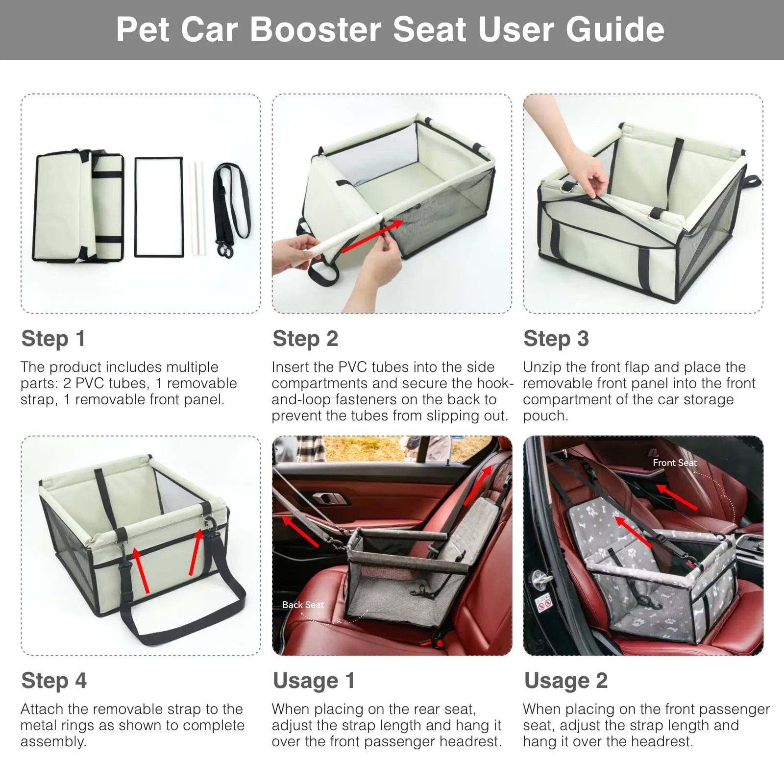 Ultimate Pet Car Seat – Foldable Safety Booster for Cats & Dogs | Spacious, Breathable, and Easy to Clean | Perfect for Front & Back Seats, Quick Assembly!