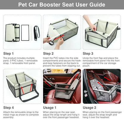 Ultimate Pet Car Seat – Foldable Safety Booster for Cats & Dogs | Spacious, Breathable, and Easy to Clean | Perfect for Front & Back Seats, Quick Assembly!