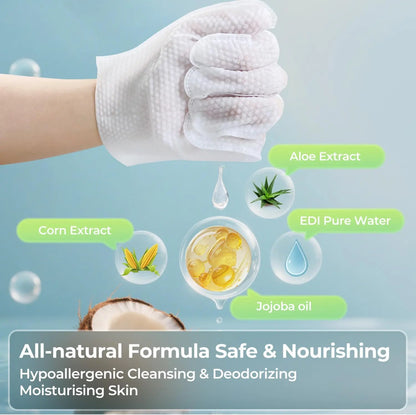 Pet Grooming Gloves and Wipes for Dogs and Cats - Moisturizing, Hypoallergenic, Rinse-Free Cleaning and Deodorizing Solution (6 PCS)