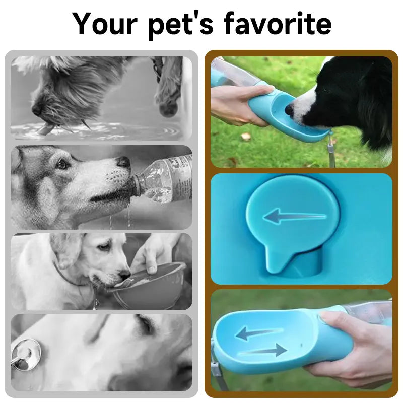 Ultimate 3-in-1 Portable Water Bottle for Dogs - Travel Bowl, Treat Container & Poop Bag Holder - Perfect for Summer Adventures with Large Dogs - Blue, 20Oz