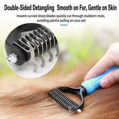 Double-Sided Multi-Tooth Pet Grooming Comb for Dogs and Cats - Painless Undercoat Hair Removal Tool