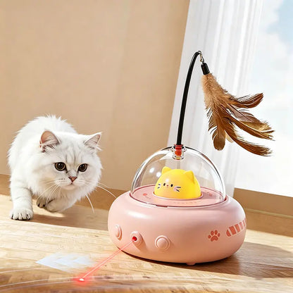 Engaging Automatic Cat Teaser Toy with Laser & Feather – Keep Your Kitten Entertained & Boredom-Free!