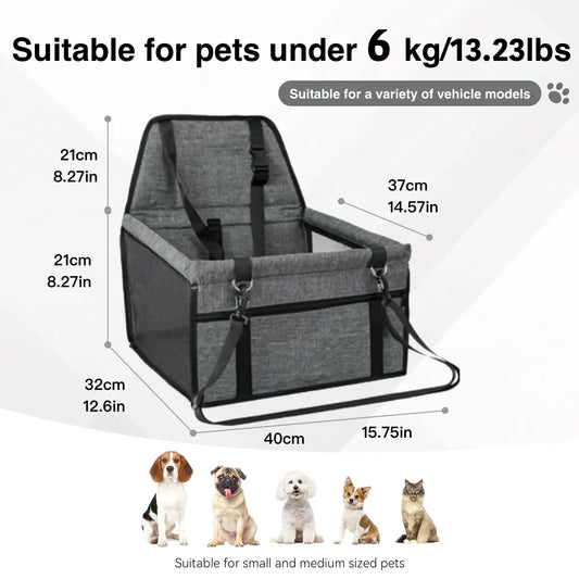 Ultimate Pet Car Seat – Foldable Safety Booster for Cats & Dogs | Spacious, Breathable, and Easy to Clean | Perfect for Front & Back Seats, Quick Assembly!