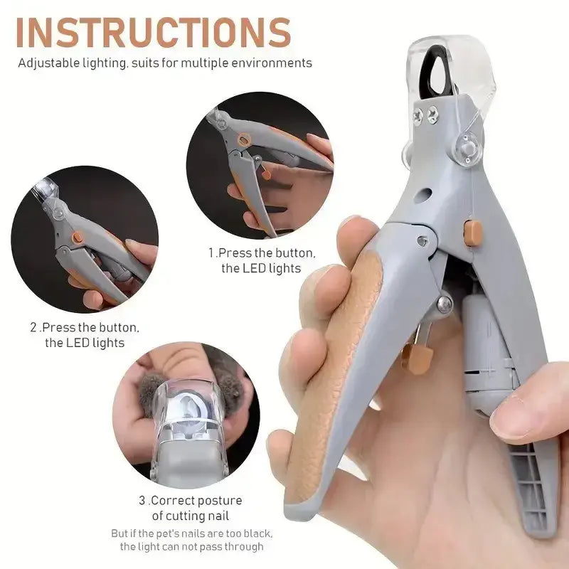 Ecmikk-4-In-1 All-In-One Pet Grooming Tool: LED Nail Clipper, Quiet Nail Catcher, Sharp Blade, Nail File & Safety Guard for Stress-Free Trimming Electric Dual-Purpose Set Silent Ultra-Quiet Trimmer,Contains Safety Insulating Card