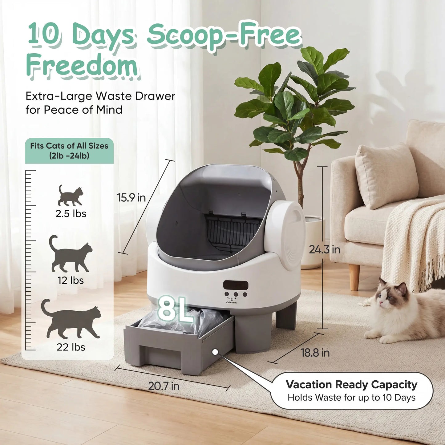 Warcat Next-Gen Self-Cleaning Cat Litter Box - Hassle-Free, Safe & Easy to Use for Pet Lovers!