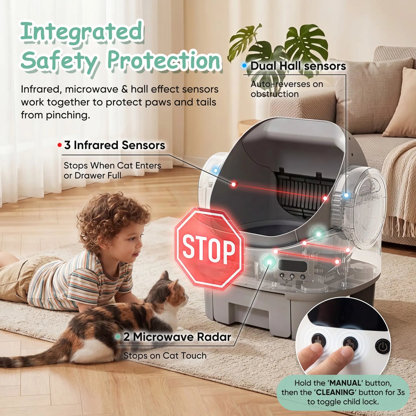 Warcat Next-Gen Self-Cleaning Cat Litter Box - Hassle-Free, Safe & Easy to Use for Pet Lovers!