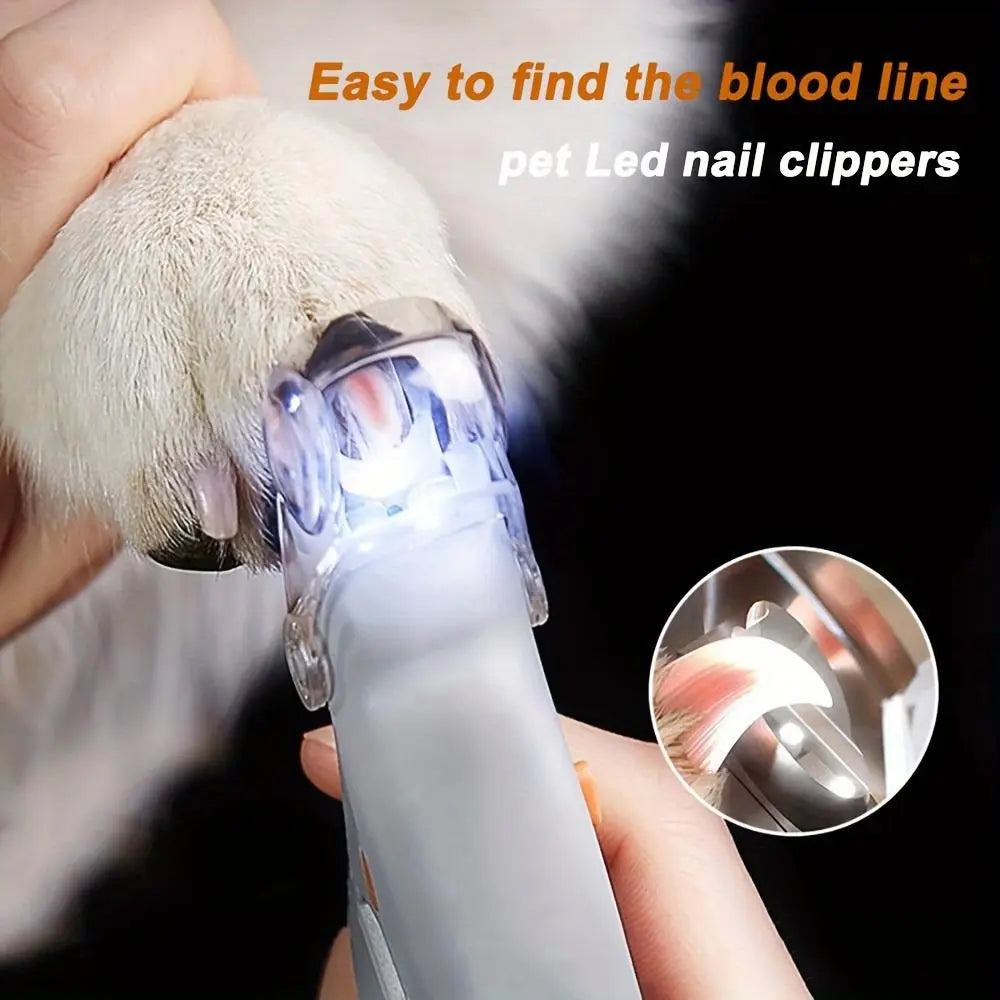 Ecmikk-4-In-1 All-In-One Pet Grooming Tool: LED Nail Clipper, Quiet Nail Catcher, Sharp Blade, Nail File & Safety Guard for Stress-Free Trimming Electric Dual-Purpose Set Silent Ultra-Quiet Trimmer,Contains Safety Insulating Card