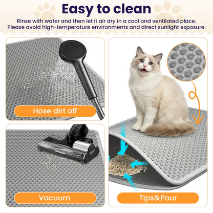 Easy-Clean Cat Litter Trapping Mat | Waterproof & Urine-Proof Floor Protection, 22X16 Inch, Grey Non-Slip Mat#Summervibes #Petlovers