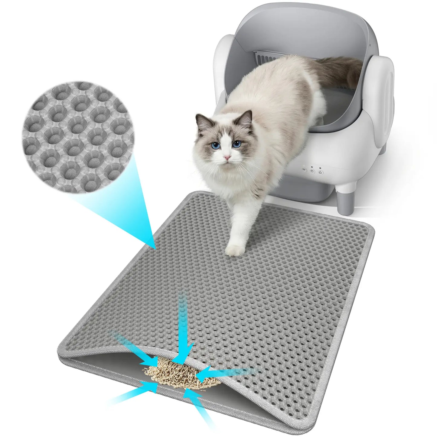Easy-Clean Cat Litter Trapping Mat | Waterproof & Urine-Proof Floor Protection, 22X16 Inch, Grey Non-Slip Mat#Summervibes #Petlovers