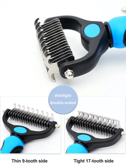 Pet Gromming Brush for Dogs & Cats Double Sided Shedding, No More Flying Hair Versatile, Grooming Tool for Regular Care