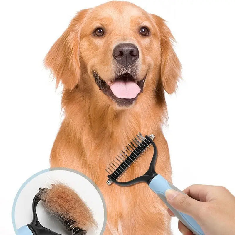 Double-Sided Multi-Tooth Pet Grooming Comb for Dogs and Cats - Painless Undercoat Hair Removal Tool