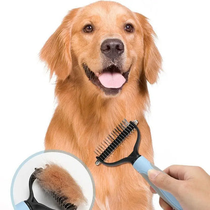Double-Sided Multi-Tooth Pet Grooming Comb for Dogs and Cats - Painless Undercoat Hair Removal Tool