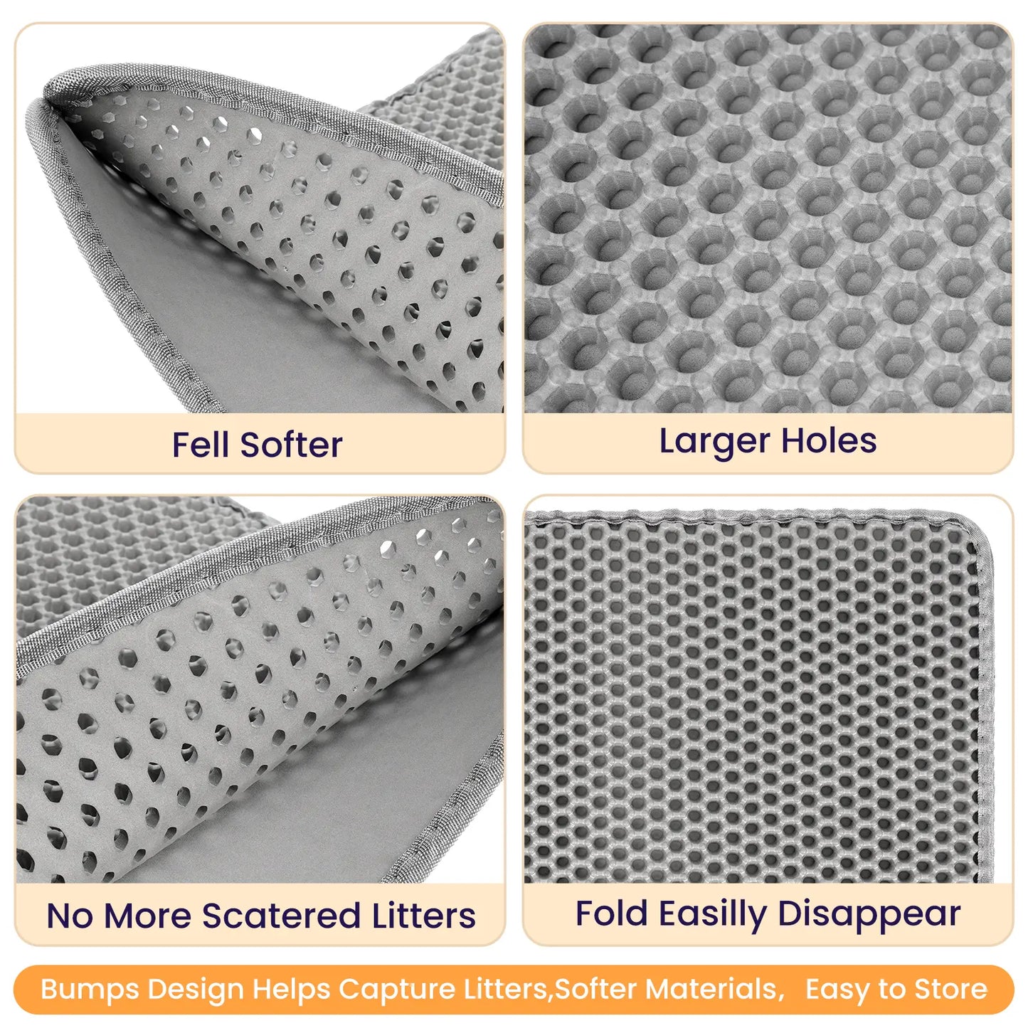 Easy-Clean Cat Litter Trapping Mat | Waterproof & Urine-Proof Floor Protection, 22X16 Inch, Grey Non-Slip Mat#Summervibes #Petlovers