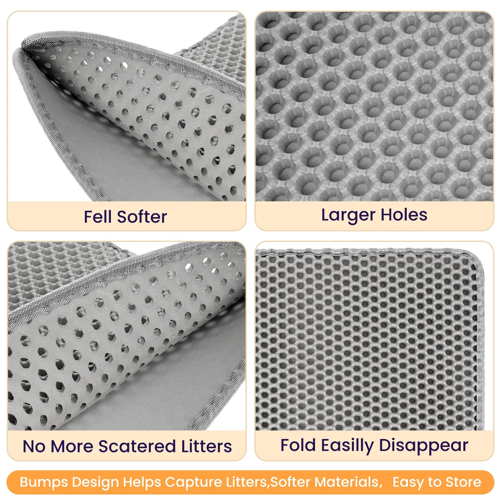 Easy-Clean Cat Litter Trapping Mat | Waterproof & Urine-Proof Floor Protection, 22X16 Inch, Grey Non-Slip Mat#Summervibes #Petlovers
