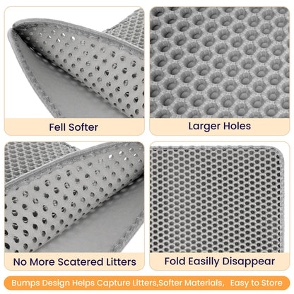 Easy-Clean Cat Litter Trapping Mat | Waterproof & Urine-Proof Floor Protection, 22X16 Inch, Grey Non-Slip Mat#Summervibes #Petlovers