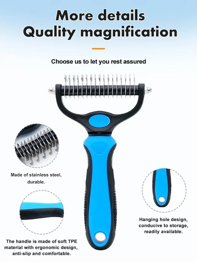 Pet Gromming Brush for Dogs & Cats Double Sided Shedding, No More Flying Hair Versatile, Grooming Tool for Regular Care