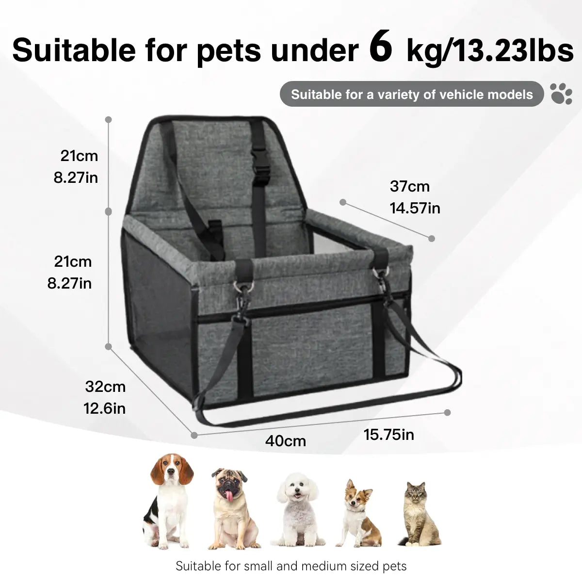 Ultimate Pet Car Seat – Foldable Safety Booster for Cats & Dogs | Spacious, Breathable, and Easy to Clean | Perfect for Front & Back Seats, Quick Assembly!
