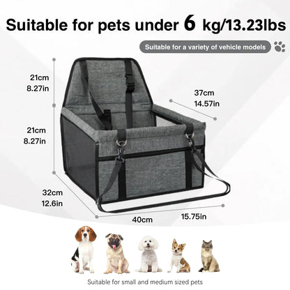 Ultimate Pet Car Seat – Foldable Safety Booster for Cats & Dogs | Spacious, Breathable, and Easy to Clean | Perfect for Front & Back Seats, Quick Assembly!