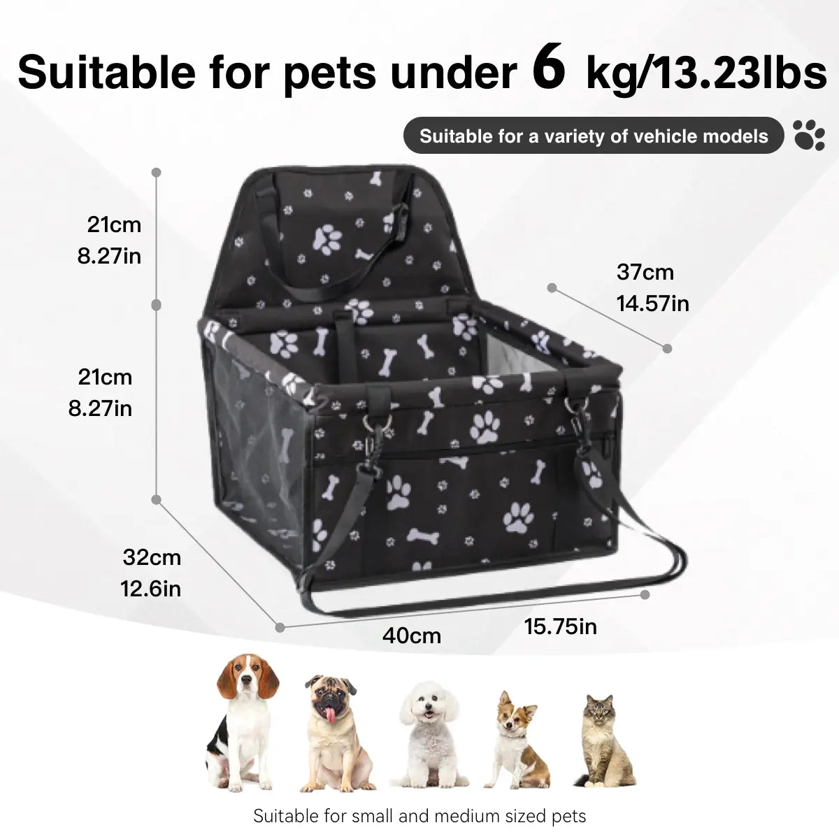 Ultimate Pet Car Seat – Foldable Safety Booster for Cats & Dogs | Spacious, Breathable, and Easy to Clean | Perfect for Front & Back Seats, Quick Assembly!